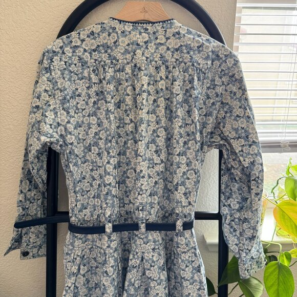 Vintage Liz Claiborne Blue Floral Peasant Long Sleeve Midi Dress Size Petite M - Picture 10 of 12